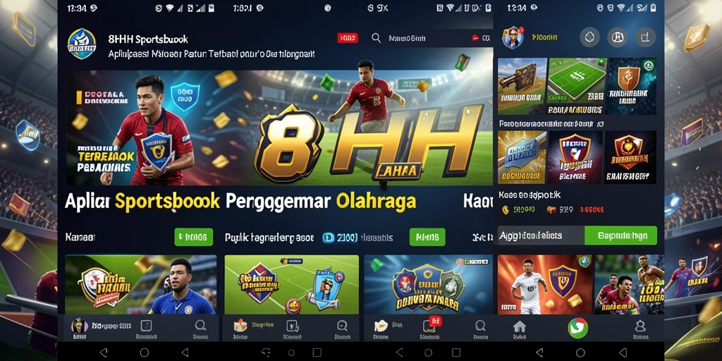 Screenshot gameplay Sportsbook yang menunjukkan taruhan langsung dan statistik.