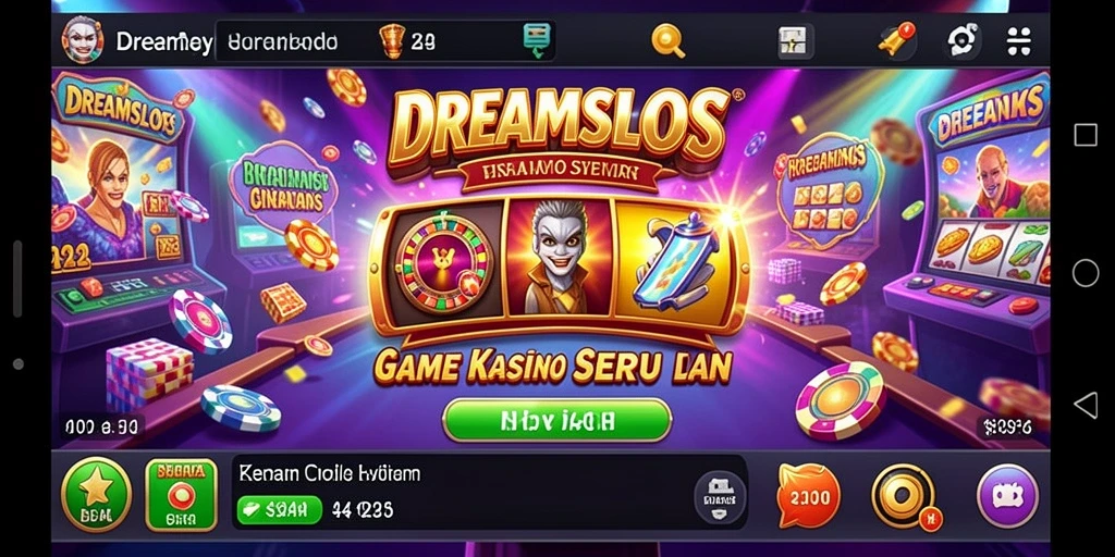Tampilan menarik dari gameplay <strong>DREAMSLOTS</strong> dengan berbagai tema slot yang mengasyikkan.