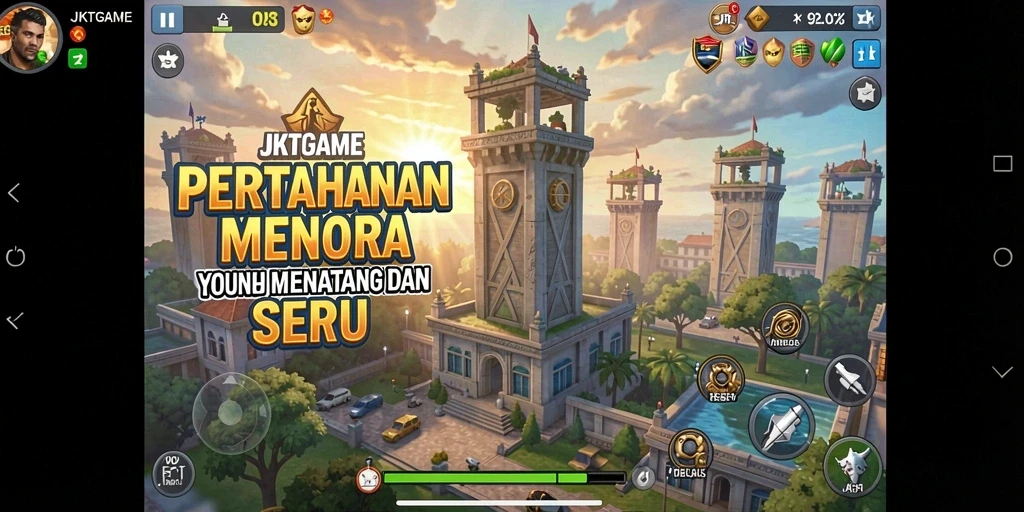 Tangkapan layar menunjukkan aksi seru dalam gameplay Tower Defense JKTGAME.