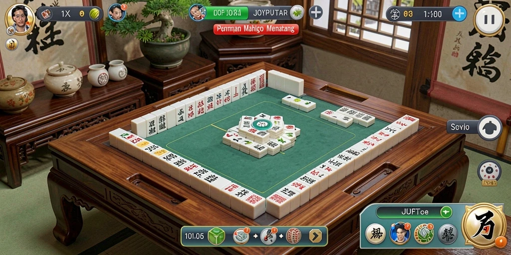 Tampilan gameplay Mahjong yang menantang di JOYPUTAR.