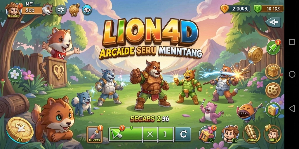Screenshot gameplay LION4D dengan grafis colorful dan level menantang.