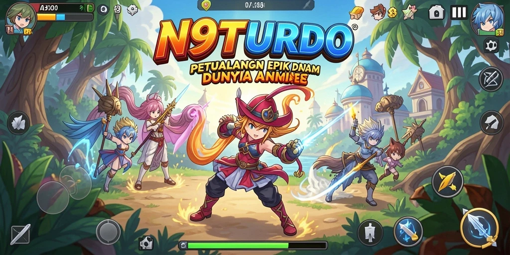 Tampilan grafis mencolok dan karakter anime menawan di N9TURBO.