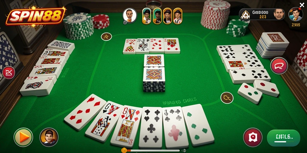 Tampilan gameplay SPIN88 yang menarik dengan suasana Gaple.
